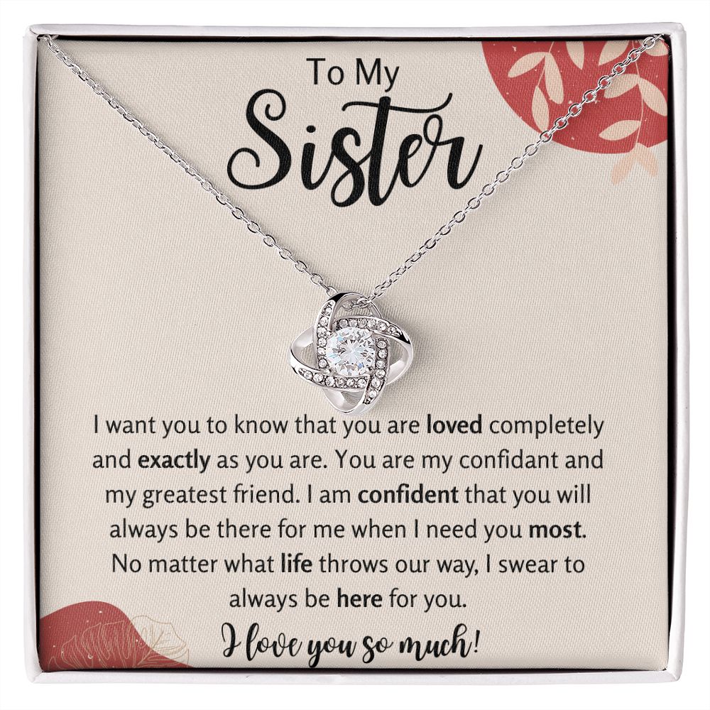 To My Sister Love Knot Necklace Gift