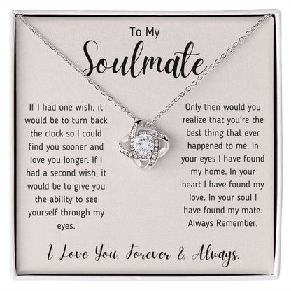 To My Soulmate Love Knot Necklace Gift