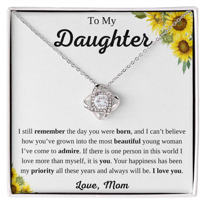 To My Daughter Love Knot Necklace from Mom