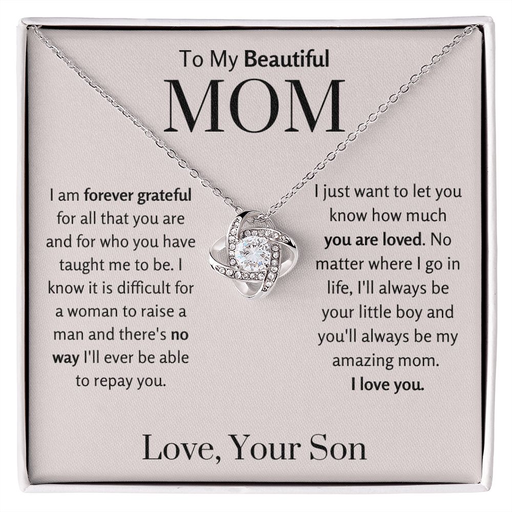 To My Beautiful Mom from Son Necklace Gift