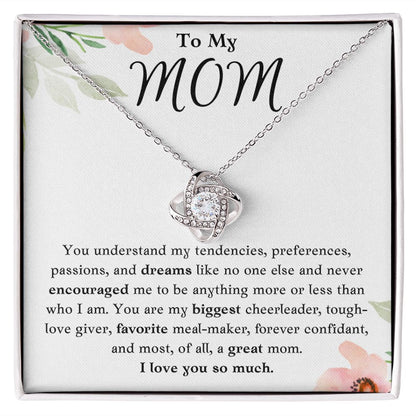 To My Mom Love Knot Necklace Gift