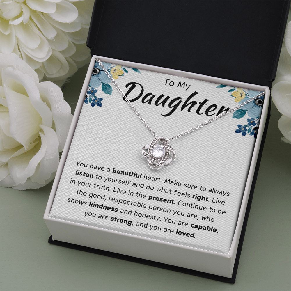 To My Daughter Love Knot Necklace Gift