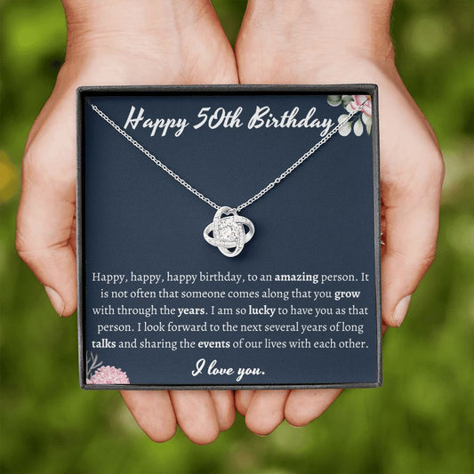 Happy 50th Birthday Love Knot Necklace