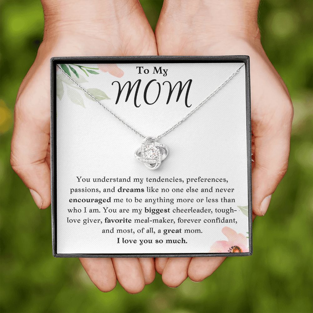 To My Mom Love Knot Necklace Gift