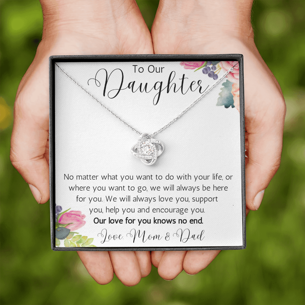 To Our Daughter Love Knot Necklace from Mom and Dad