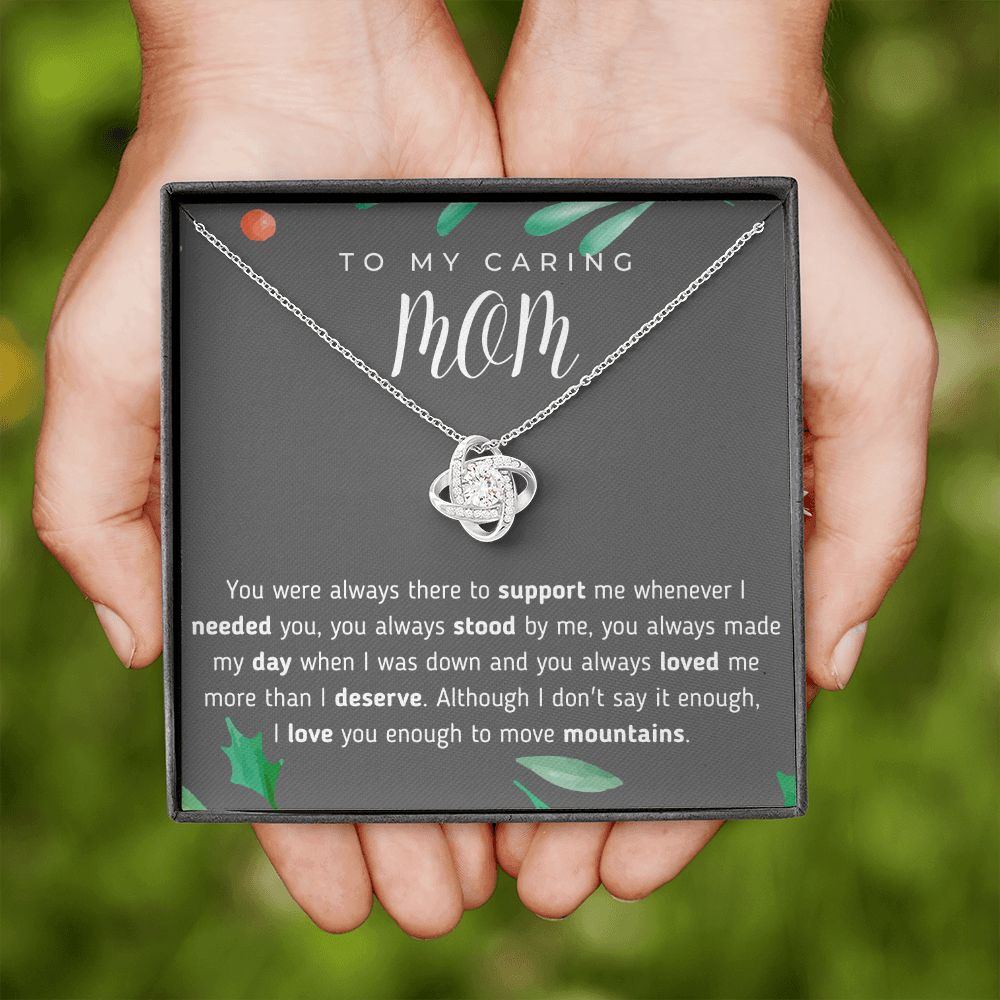 To My Caring Mom Love Knot Necklace