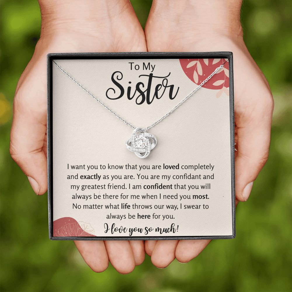 To My Sister Love Knot Necklace Gift