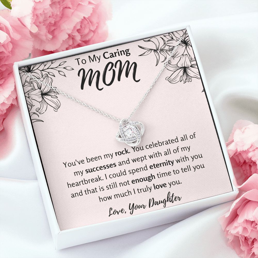 To My Caring Mom from Daughter Love Knot Necklace