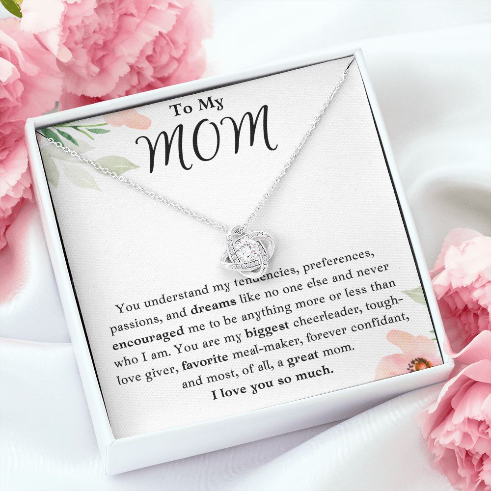 To My Mom Love Knot Necklace Gift