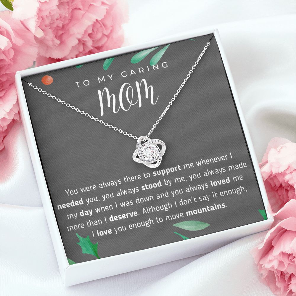 To My Caring Mom Love Knot Necklace