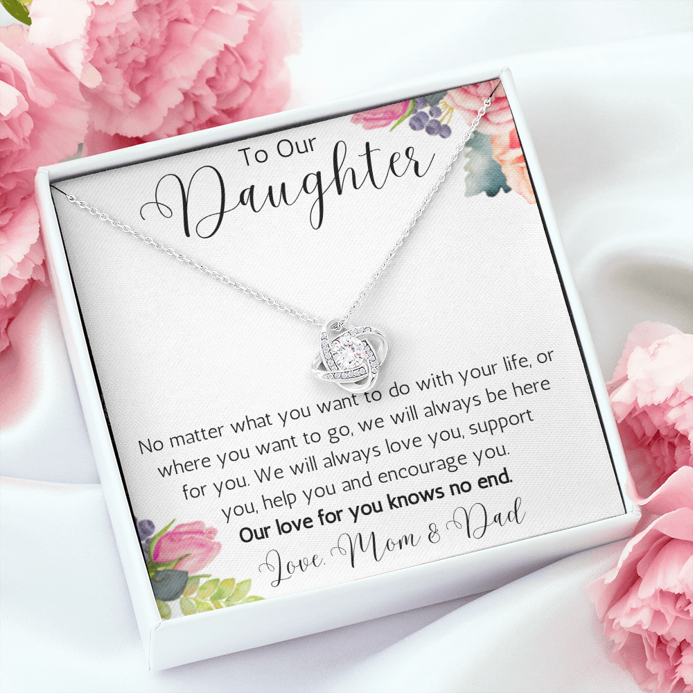 To Our Daughter Love Knot Necklace from Mom and Dad