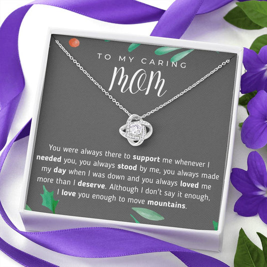 To My Caring Mom Love Knot Necklace