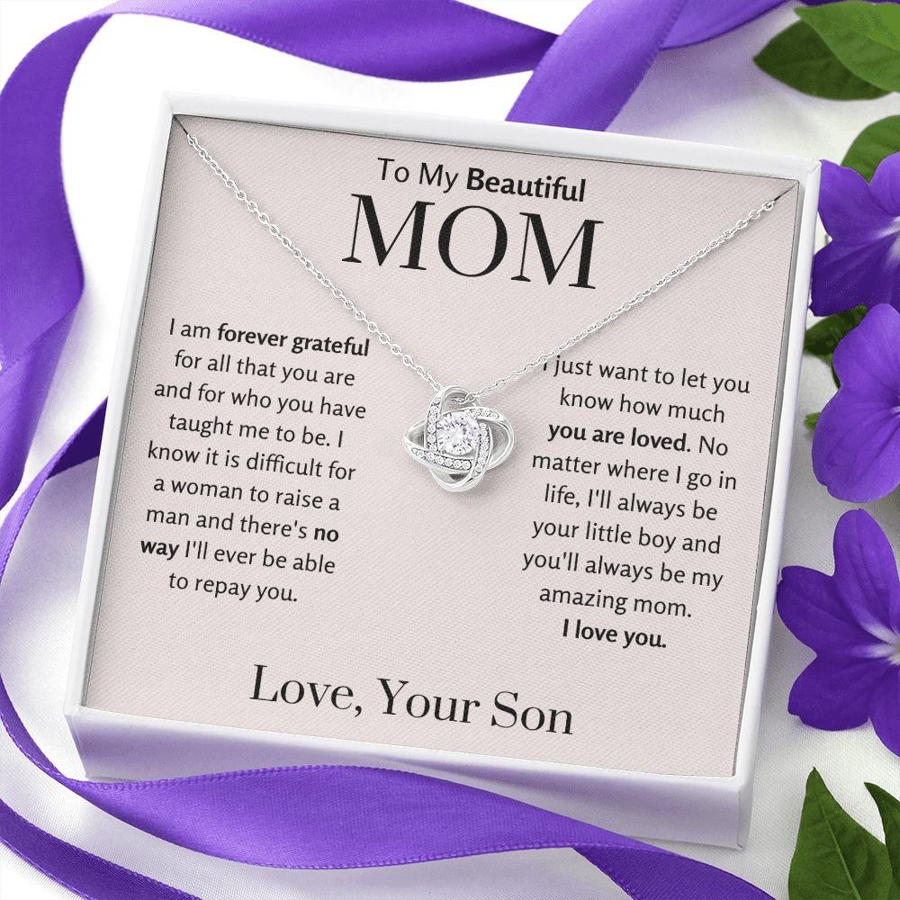 To My Beautiful Mom from Son Necklace Gift