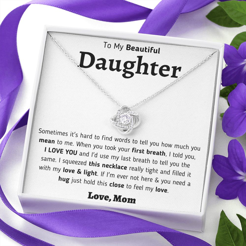 To My Beautiful Daughter Love Knot Necklace