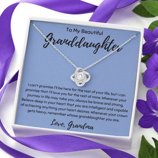 To My Beautiful Granddaughter Love Knot Necklace