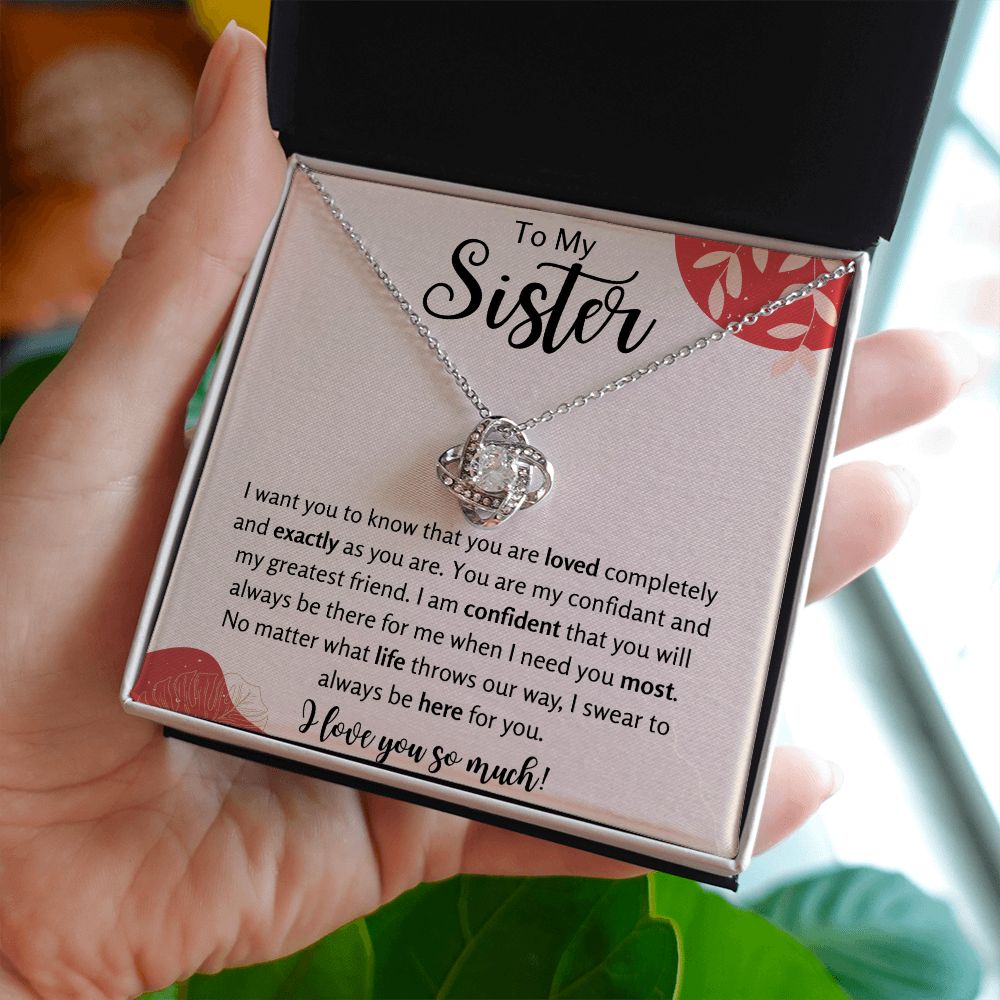 To My Sister Love Knot Necklace Gift