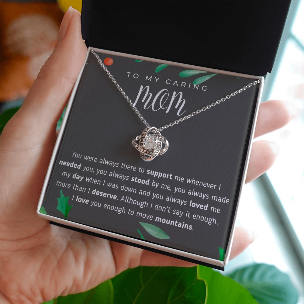 To My Caring Mom Love Knot Necklace