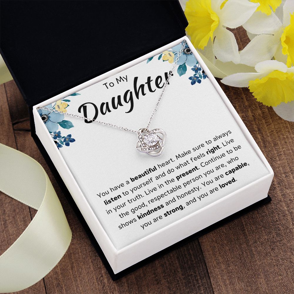 To My Daughter Love Knot Necklace Gift