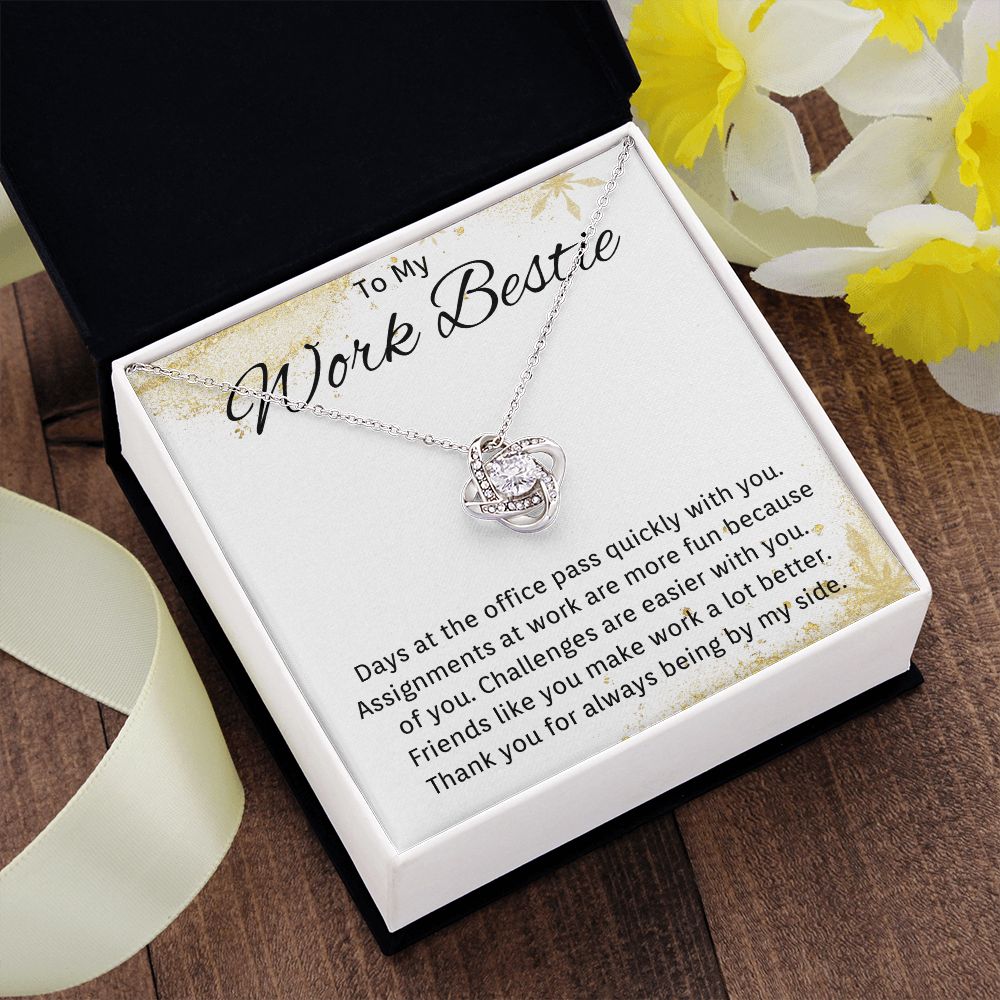 To My Work Bestie Love Knot Necklace