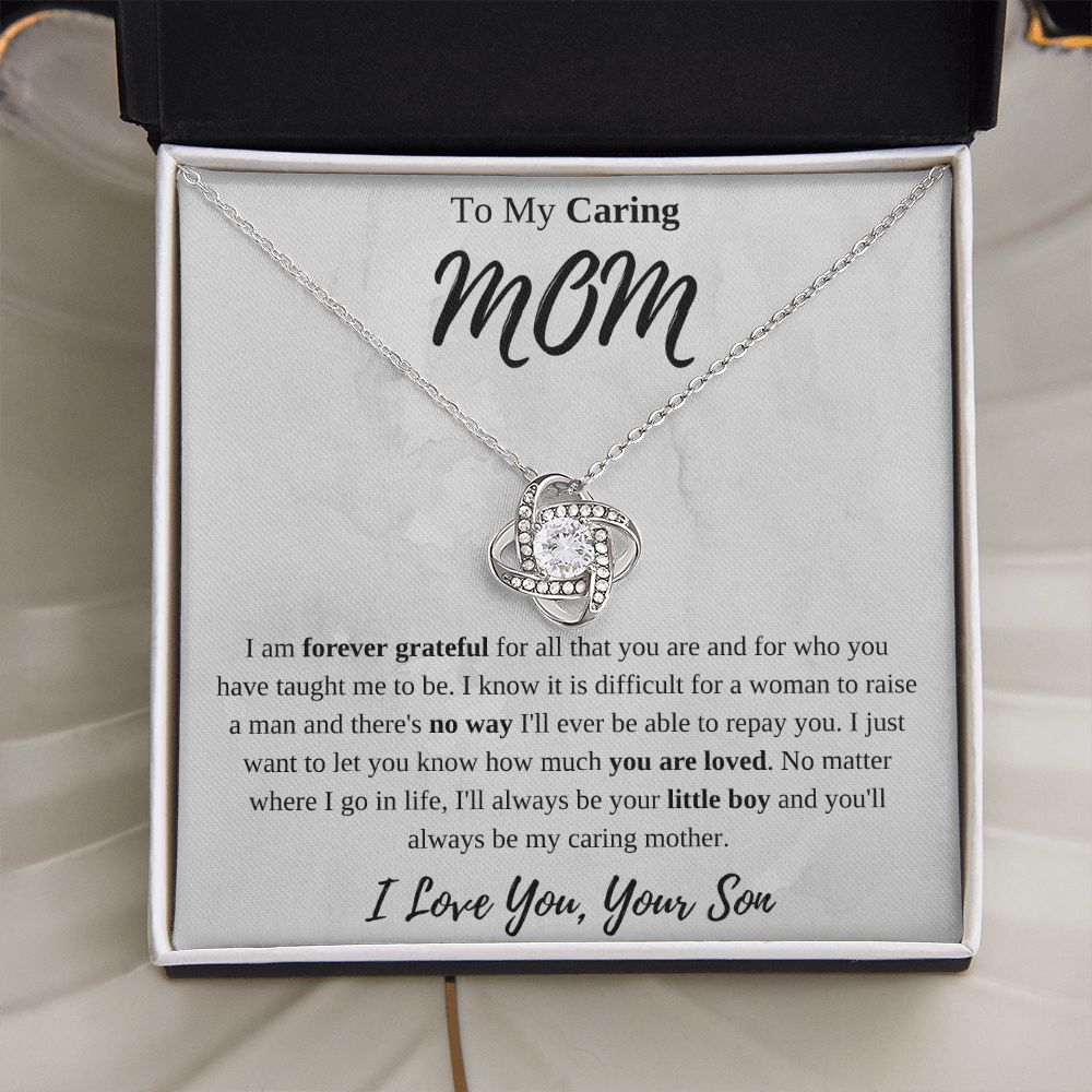 To My Caring Mom Love Knot Necklace