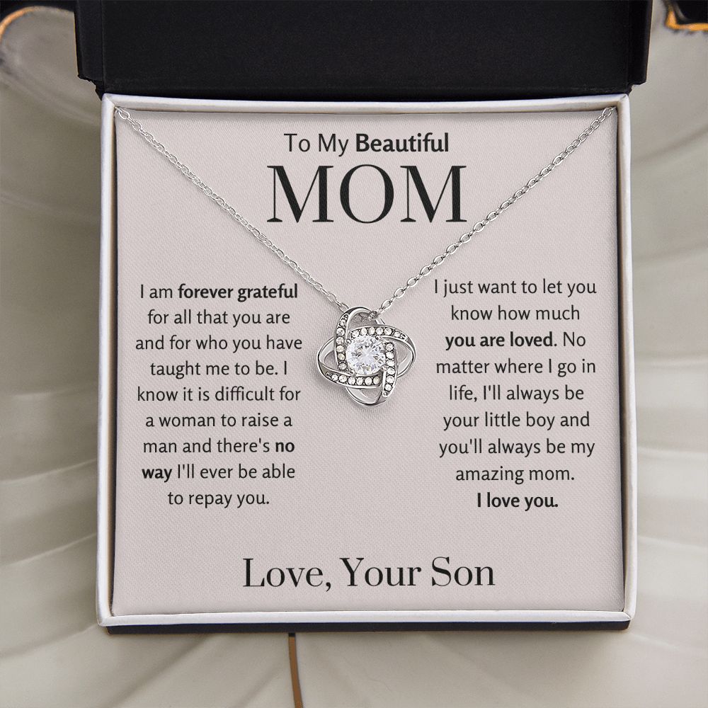 To My Beautiful Mom from Son Necklace Gift