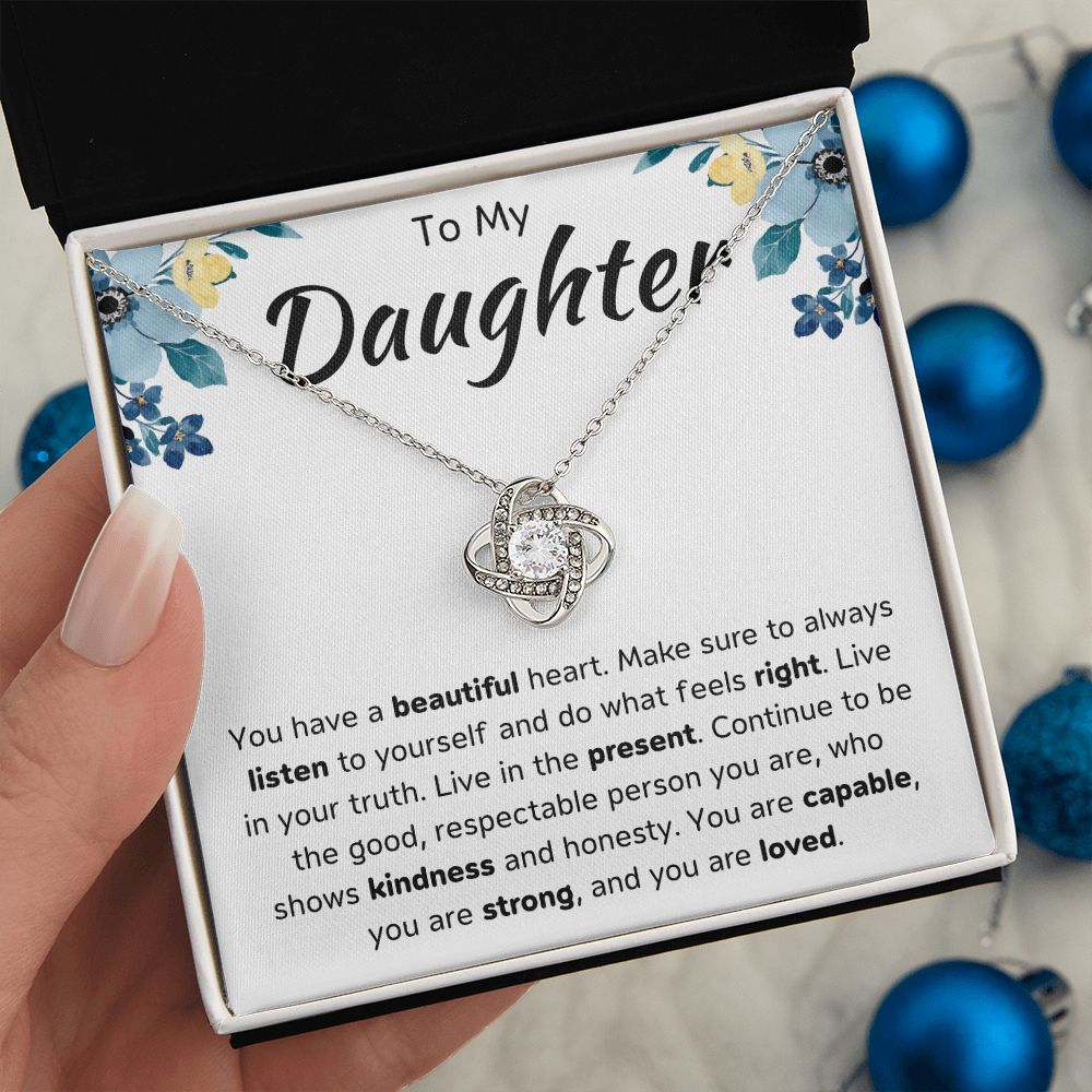 To My Daughter Love Knot Necklace Gift