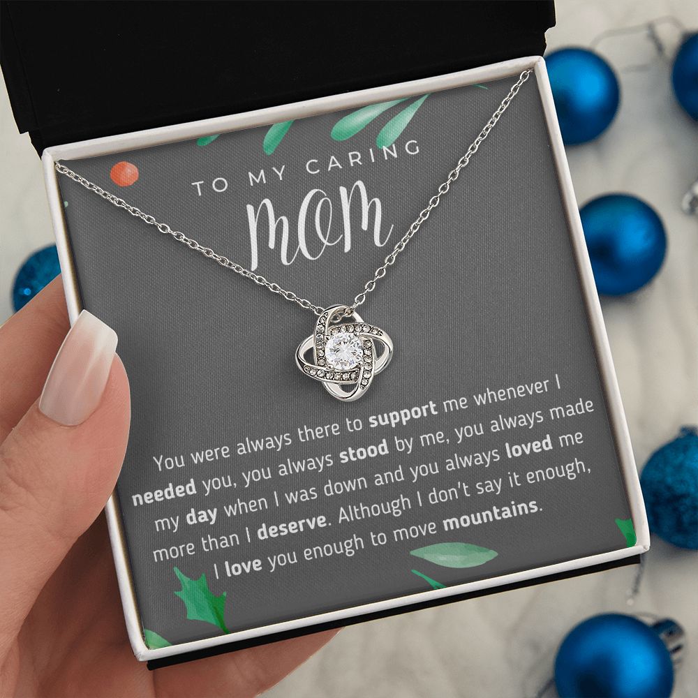 To My Caring Mom Love Knot Necklace