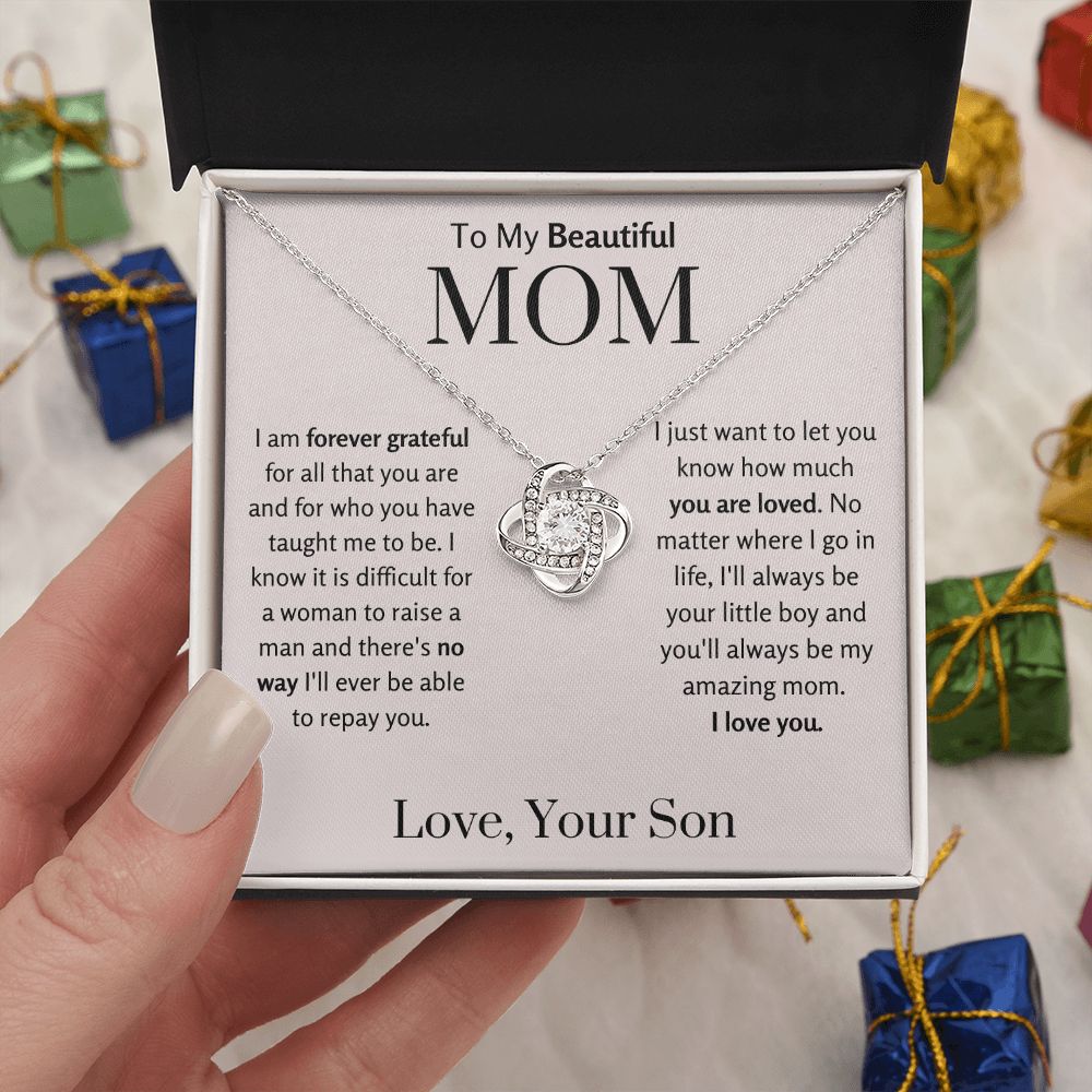 To My Beautiful Mom from Son Necklace Gift