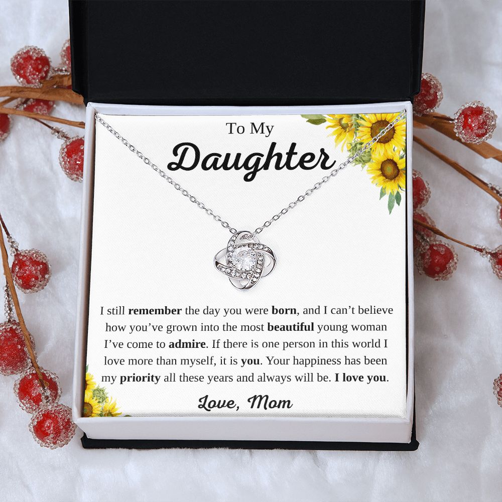 To My Daughter Love Knot Necklace from Mom