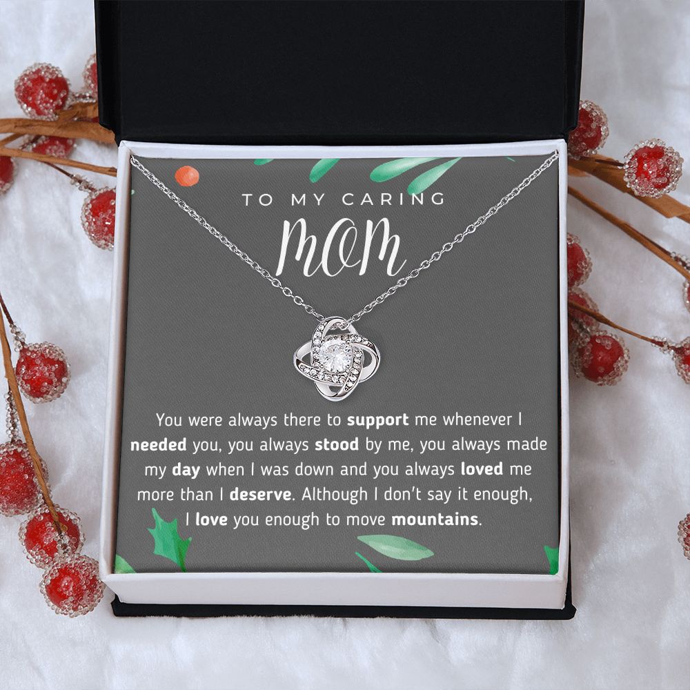 To My Caring Mom Love Knot Necklace