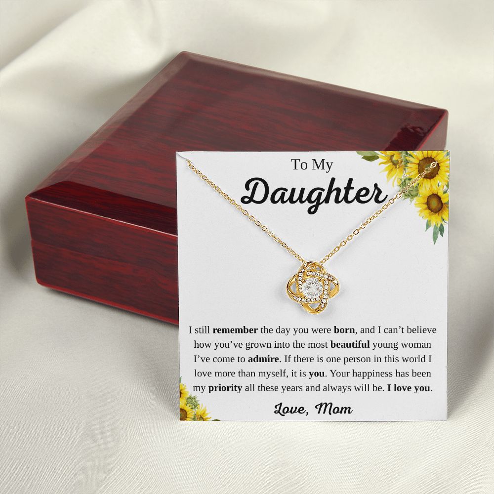 To My Daughter Love Knot Necklace from Mom