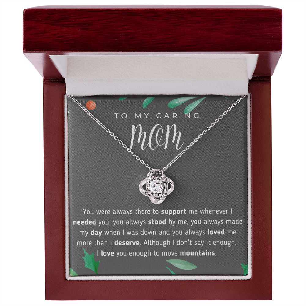 To My Caring Mom Love Knot Necklace