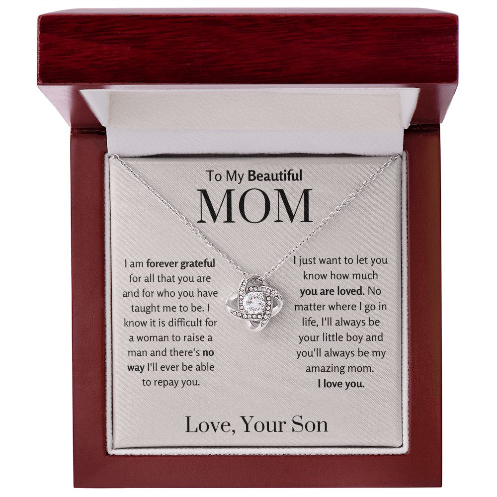 To My Beautiful Mom from Son Necklace Gift