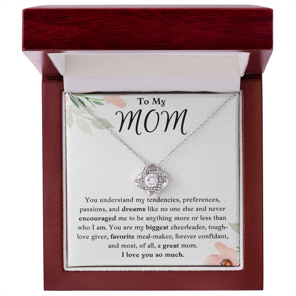 To My Mom Love Knot Necklace Gift