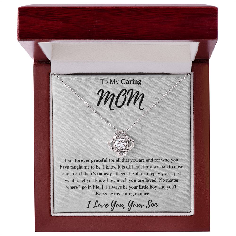 To My Caring Mom Love Knot Necklace