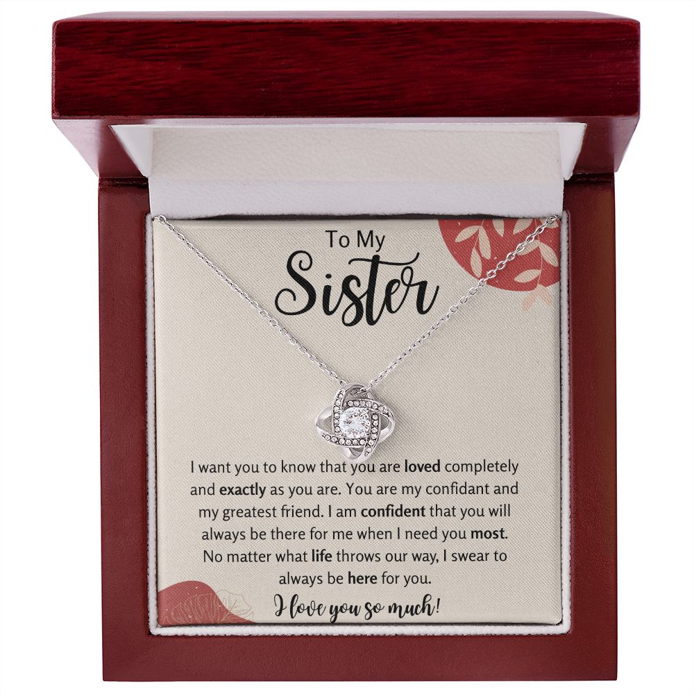 To My Sister Love Knot Necklace Gift