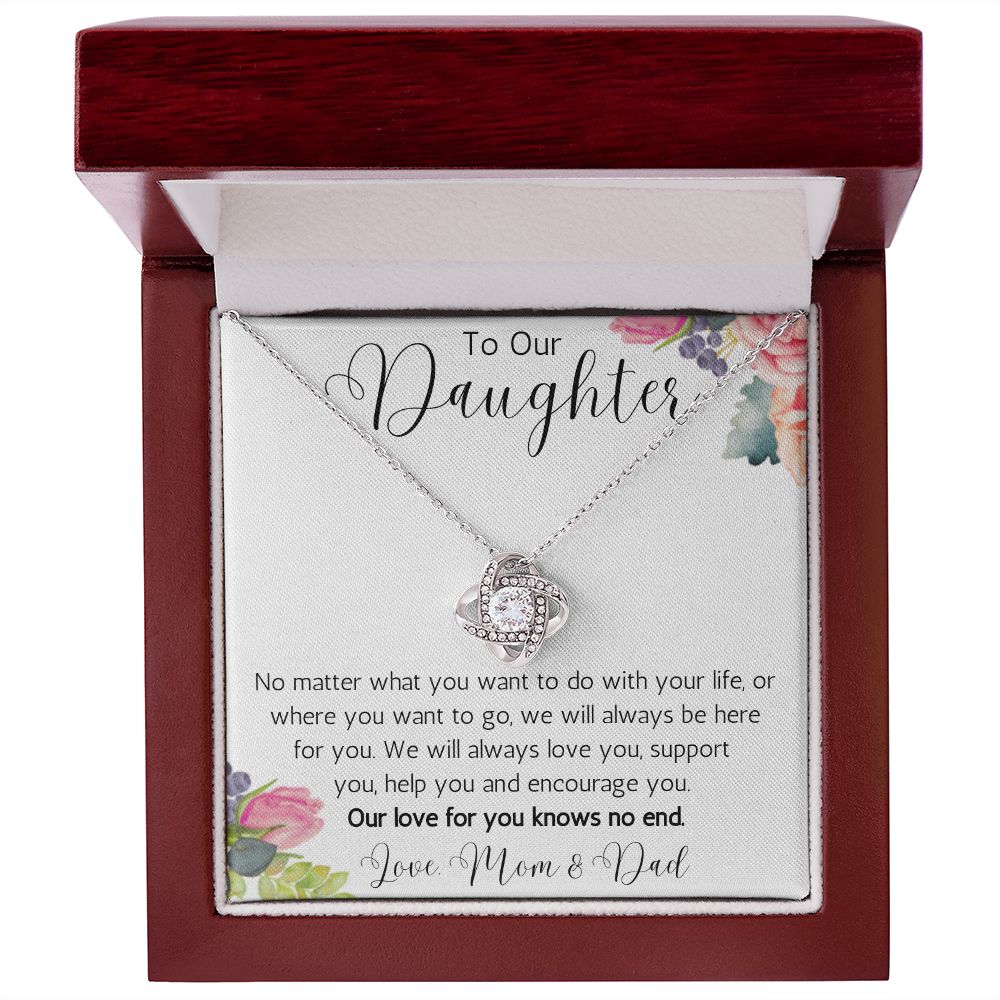 To Our Daughter Love Knot Necklace from Mom and Dad