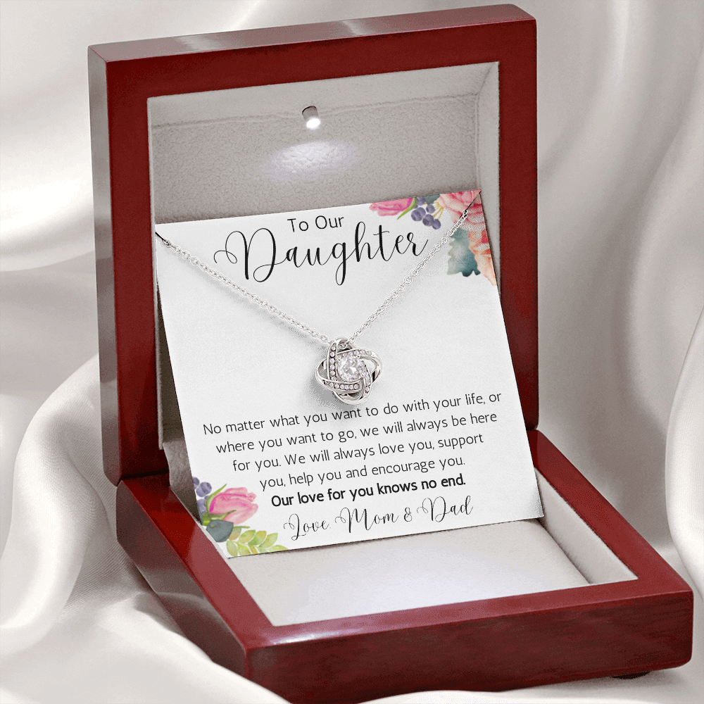 To Our Daughter Love Knot Necklace from Mom and Dad