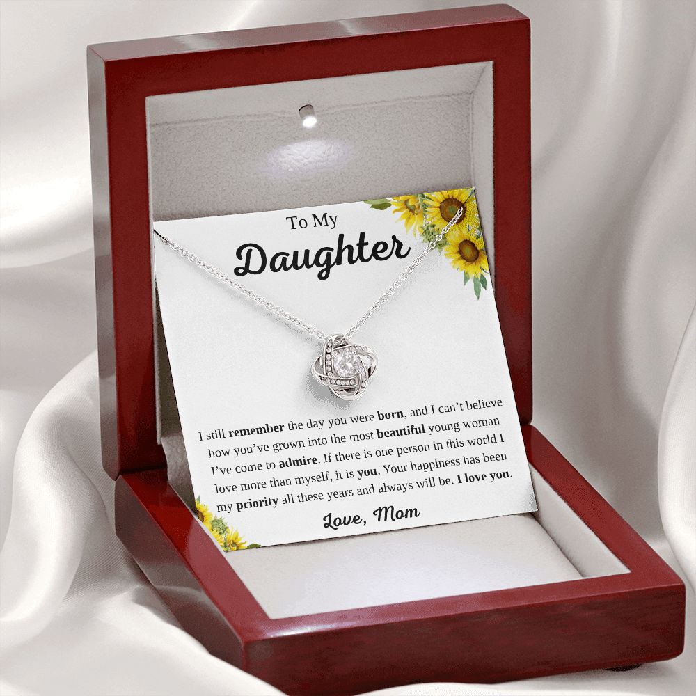 To My Daughter Love Knot Necklace from Mom