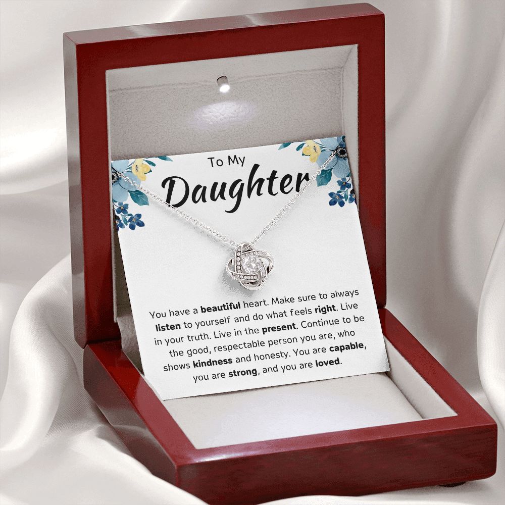 To My Daughter Love Knot Necklace Gift