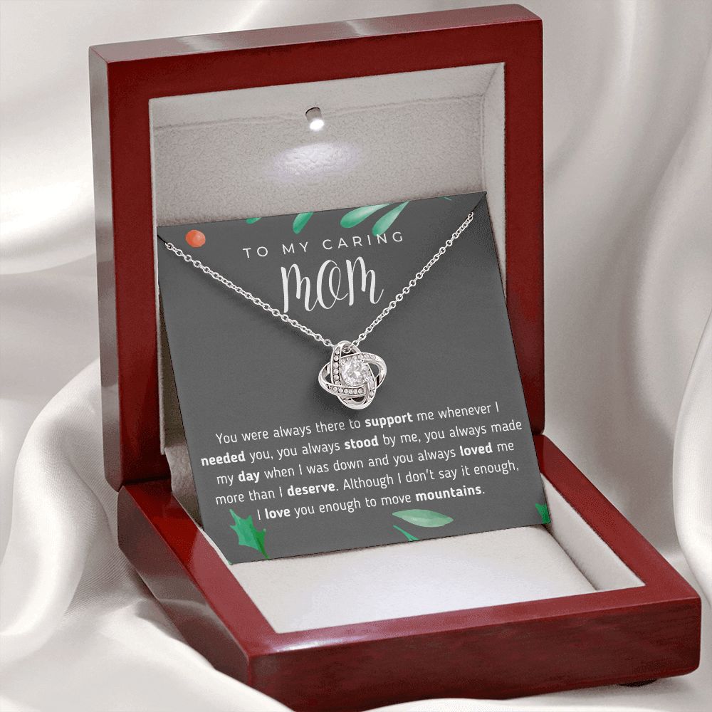 To My Caring Mom Love Knot Necklace