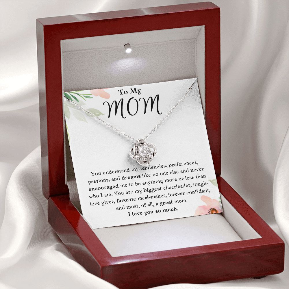 To My Mom Love Knot Necklace Gift