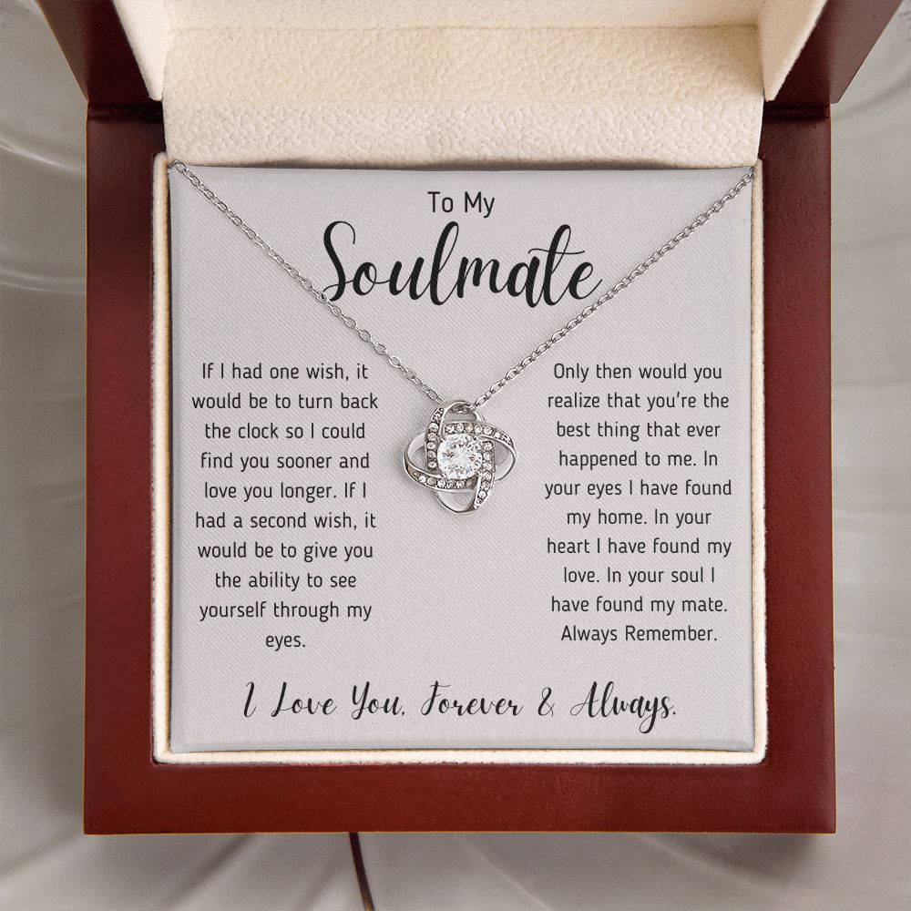 To My Soulmate Love Knot Necklace Gift