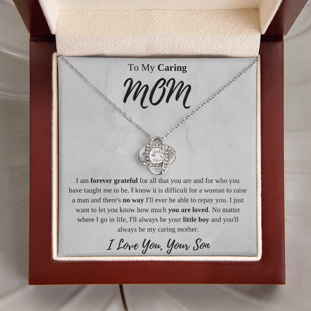 To My Caring Mom Love Knot Necklace