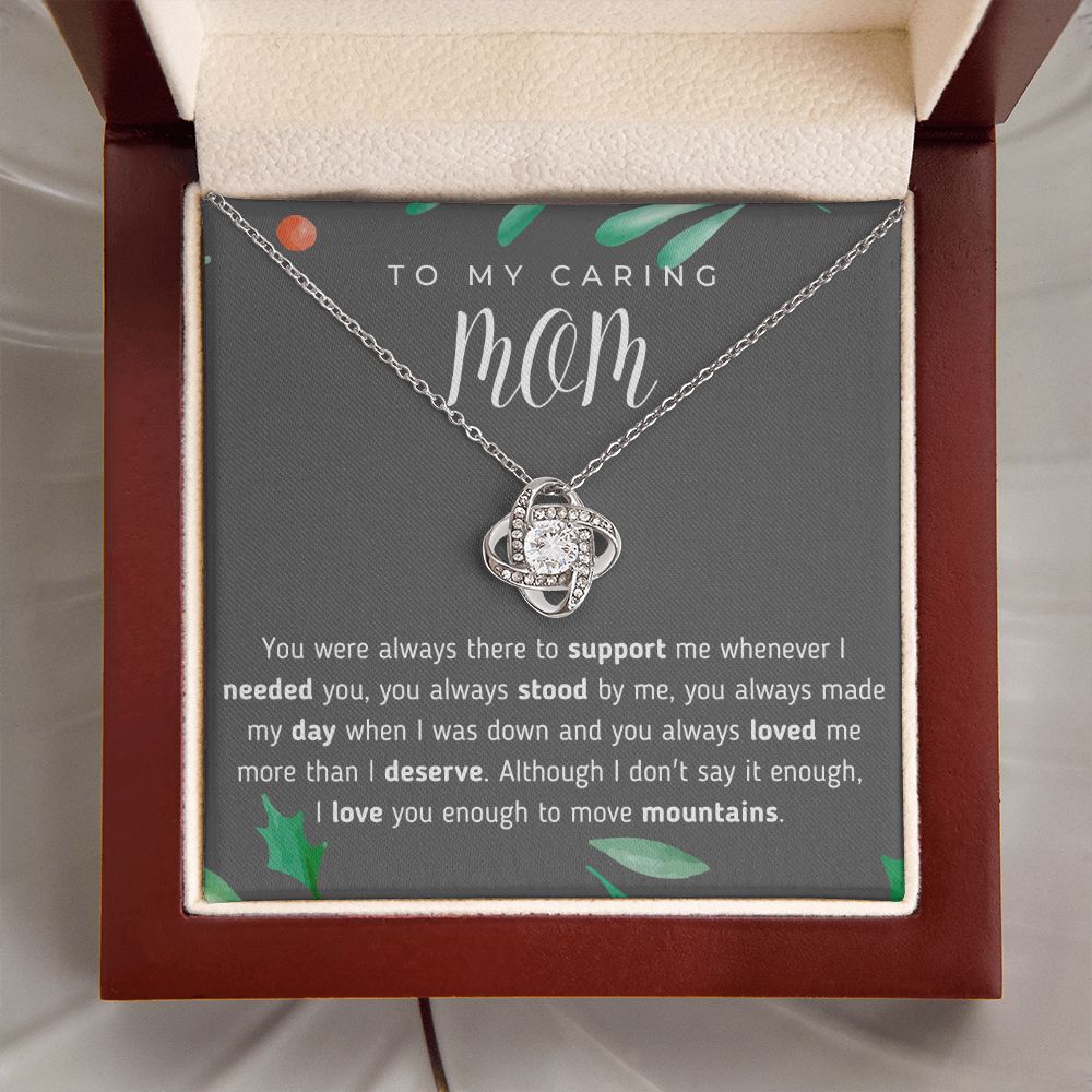 To My Caring Mom Love Knot Necklace