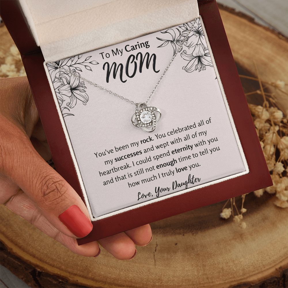 To My Caring Mom from Daughter Love Knot Necklace