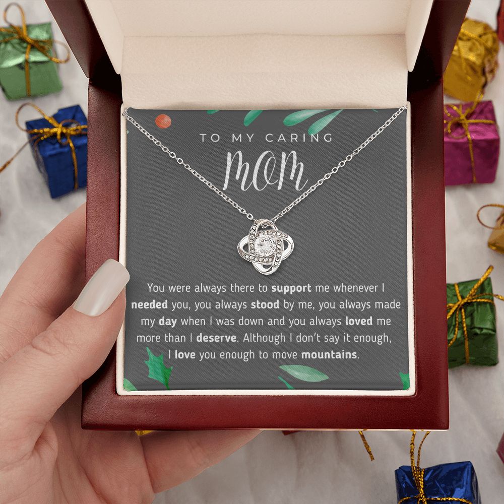 To My Caring Mom Love Knot Necklace