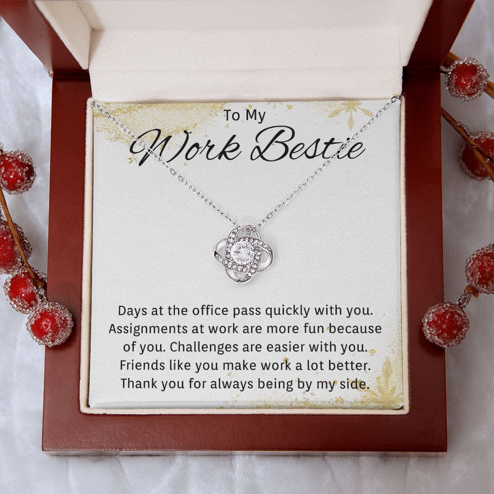 To My Work Bestie Love Knot Necklace