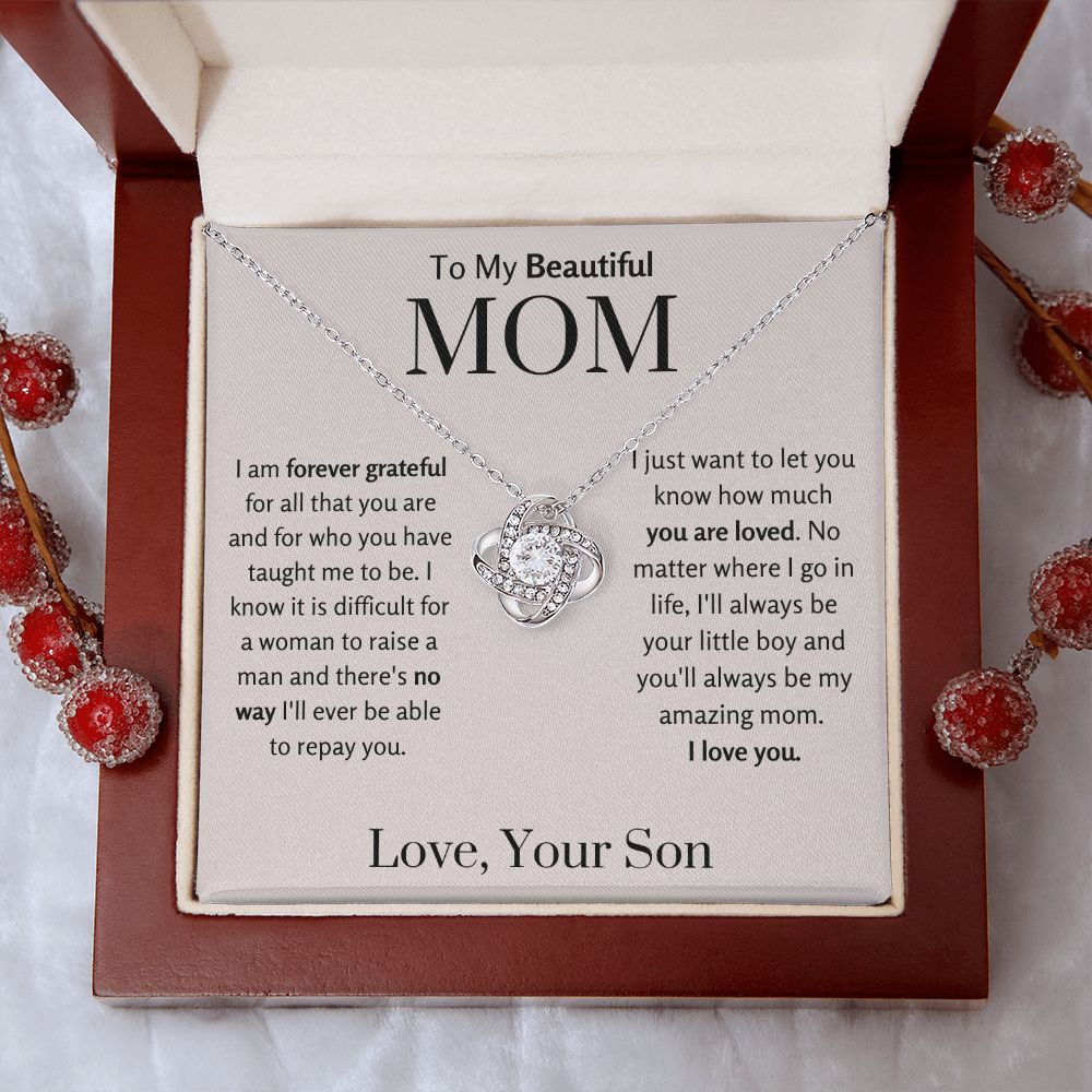 To My Beautiful Mom from Son Necklace Gift