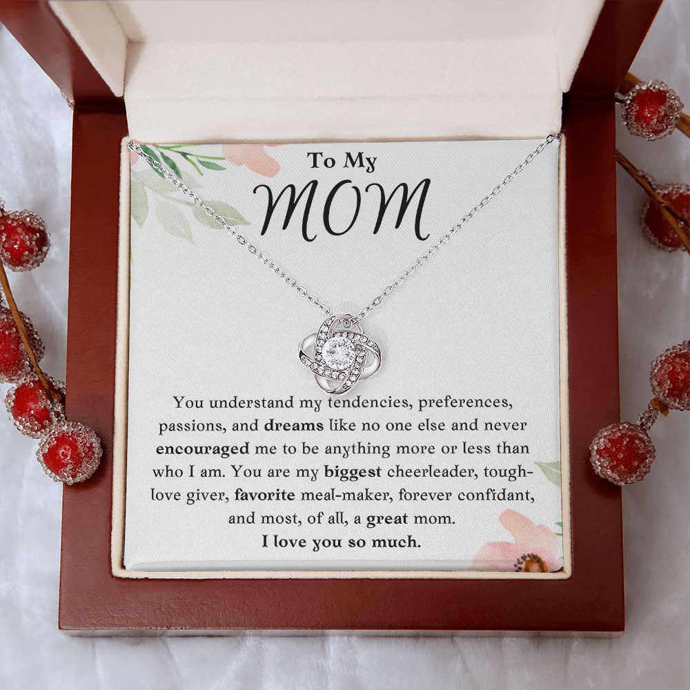 To My Mom Love Knot Necklace Gift